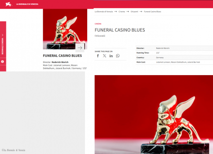 FUNERAL CASINO BLUES von Roderick Warich ist deutscher Beitrag in der Sektion Orrizonti beim Filmfestival von Venedig