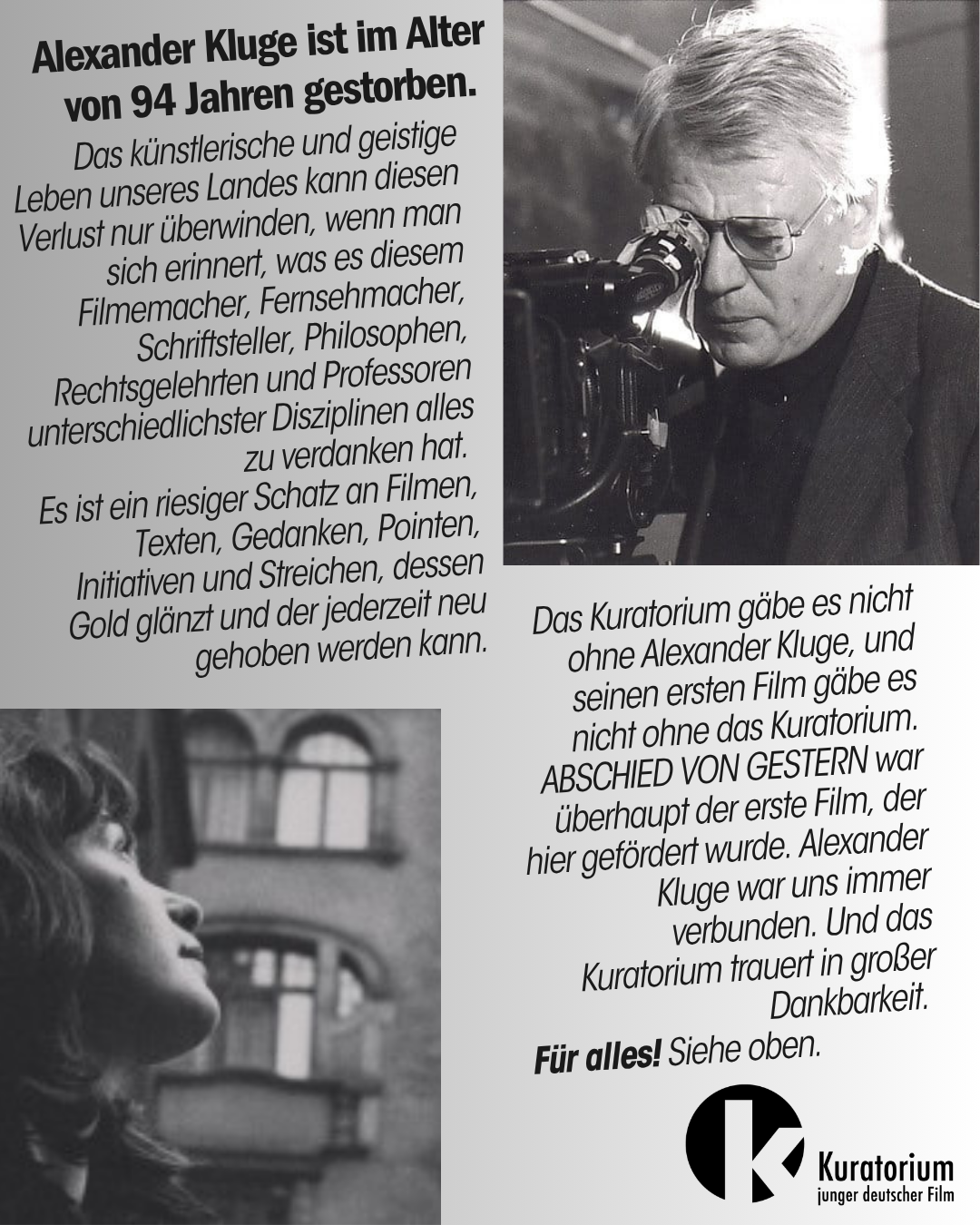 Nachruf auf Alexander Kluge